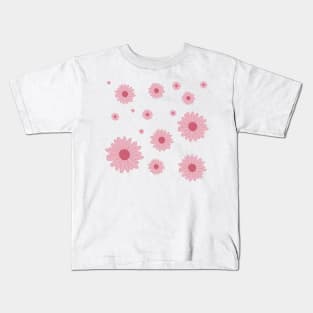 Happy Girly Pink Flower Pattern Kids T-Shirt